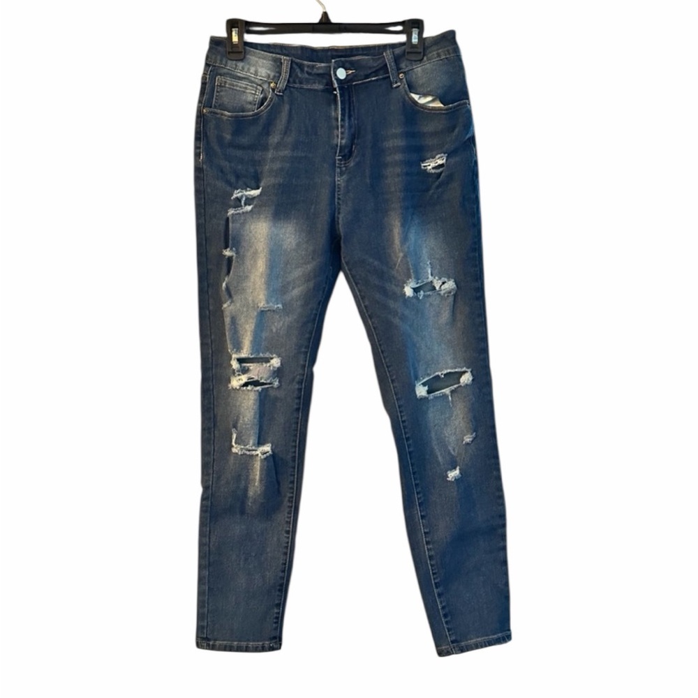 Women’s Distressed Jeans - Size Large (30” Waist) - Pre-Loved - Inseam 27”